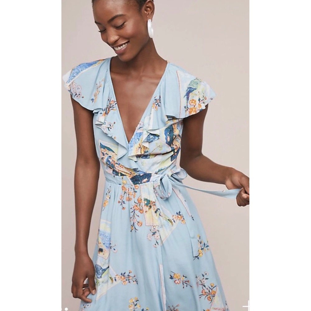 Maeve was Anthropologie ROSALIA WRAP‎ DRESS SZ 0 Flowly Postcard